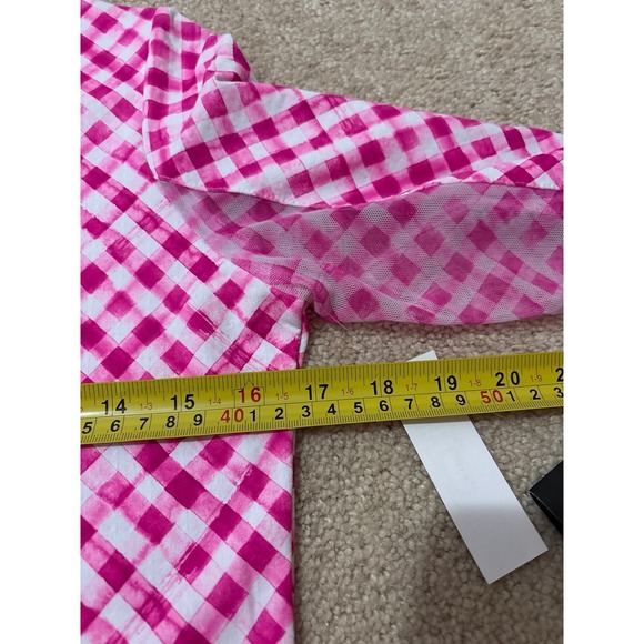 IBKUL Womens Long Sleeve Quarter Zip Golf Top Size XS Pink White Gingham UPF 50+ - Picture 7 of 9